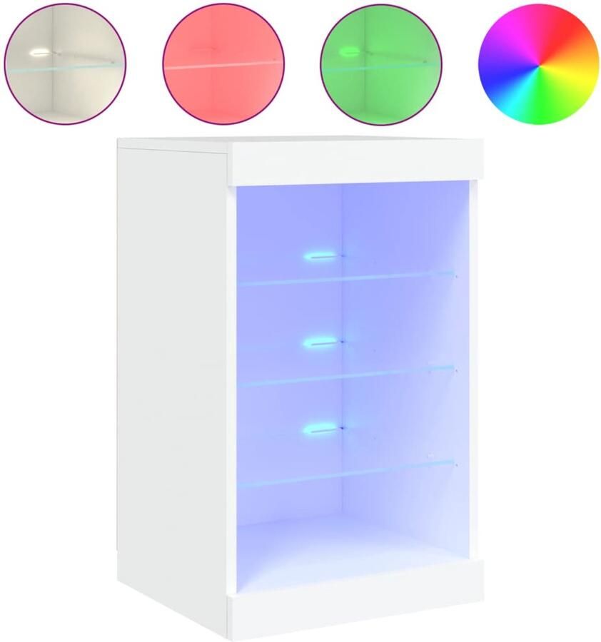 VidaXL Dressoir LED Verlichting 41x37x67 cm Wit Dressoir Buffetkast Led Verlichting Houten Kast Modern Interieur - Foto 2