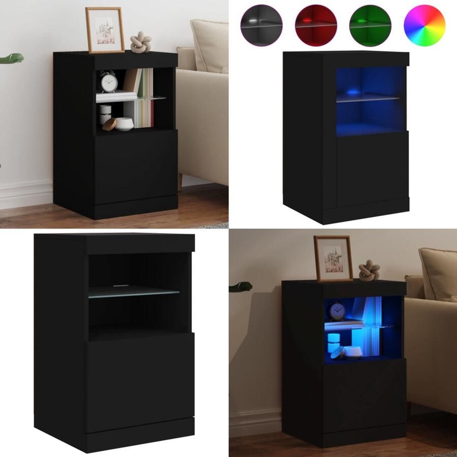 VidaXL Dressoir met LED-verlichting 41x37x67 cm zwart Dressoir Dressoirs Buffet Dressoirkast
