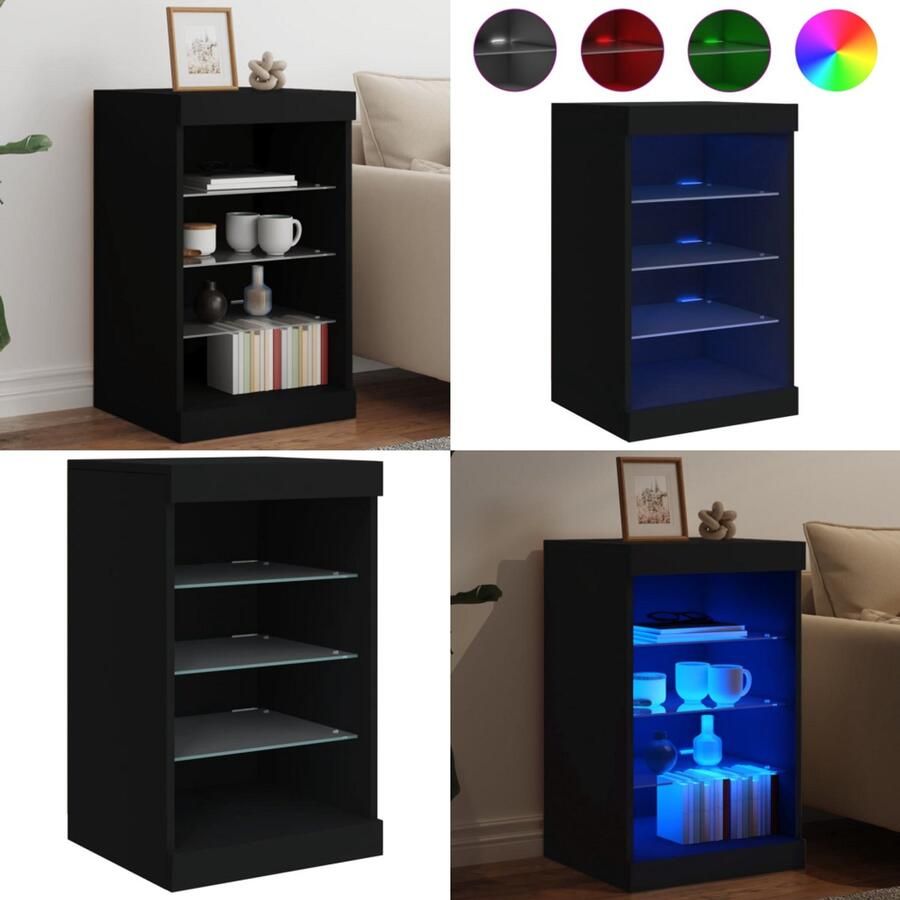 VidaXL Dressoir met LED-verlichting 41x37x67 cm zwart Dressoir Dressoirs Buffet Dressoirkast