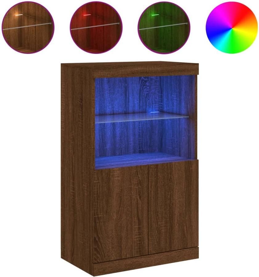 VidaXL Dressoir LED Verlichting Bruineiken 60 5x37x100 cm Dressoir Kast Led Verlichting Modern Dressoir Houten Dressoir Bruine Eiken Kleurt