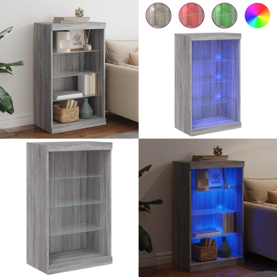 VidaXL Dressoir met LED-verlichting 60 5x37x100 cm grijs sonoma eiken Dressoir Dressoirs Buffet Dressoirkast