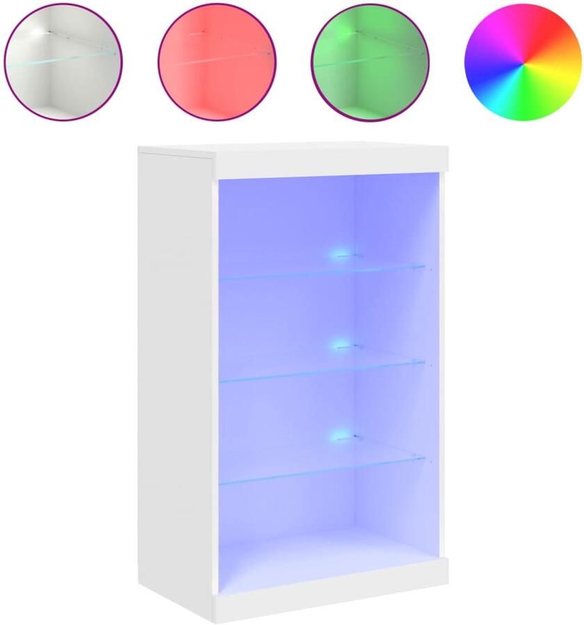 The Living Store Dressoir met LED-verlichting 60 5x37x100 cm wit Moderne Kast Led Dresser Tv Stand Salontafel Opslagoplossing - Foto 2