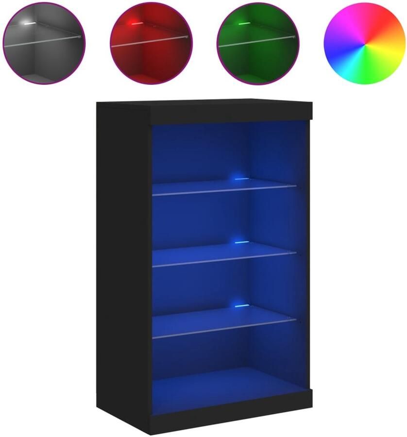 VidaXL Dressoir LED Verlichting Zwart 60 5x37x100cm Modern Dressoir Led Dressoir Tv Meubel Salontafel Opberg Kast
