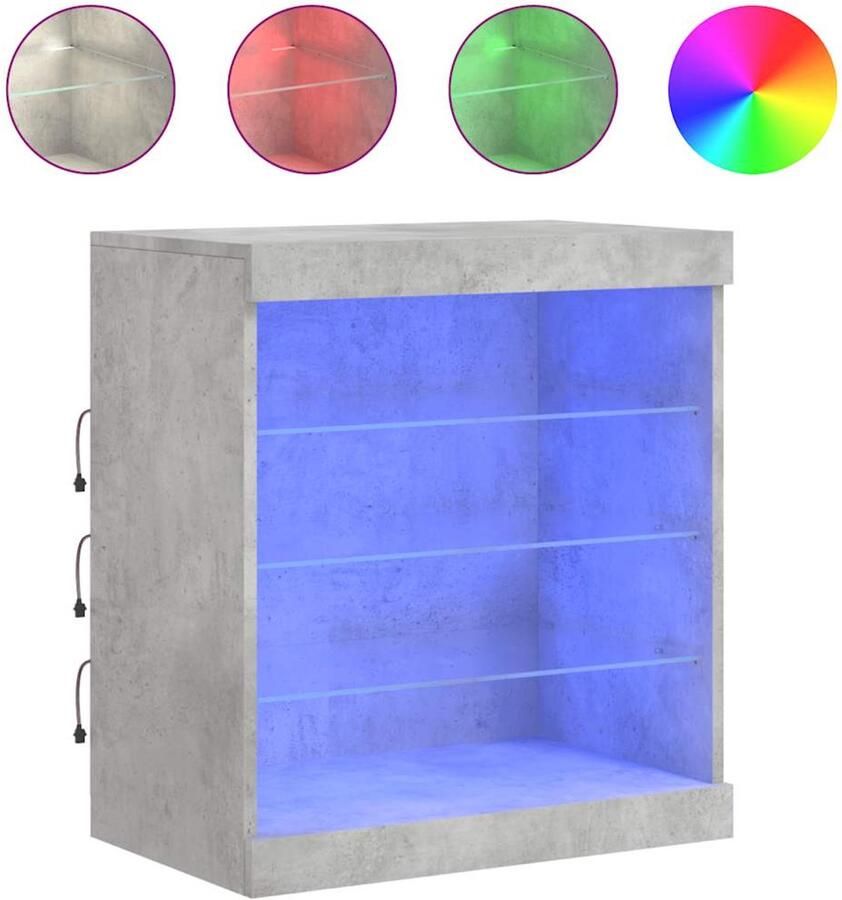 VidaXL -Dressoir-met-LED-verlichting-60 5x37x67-cm-betongrijs - Foto 3