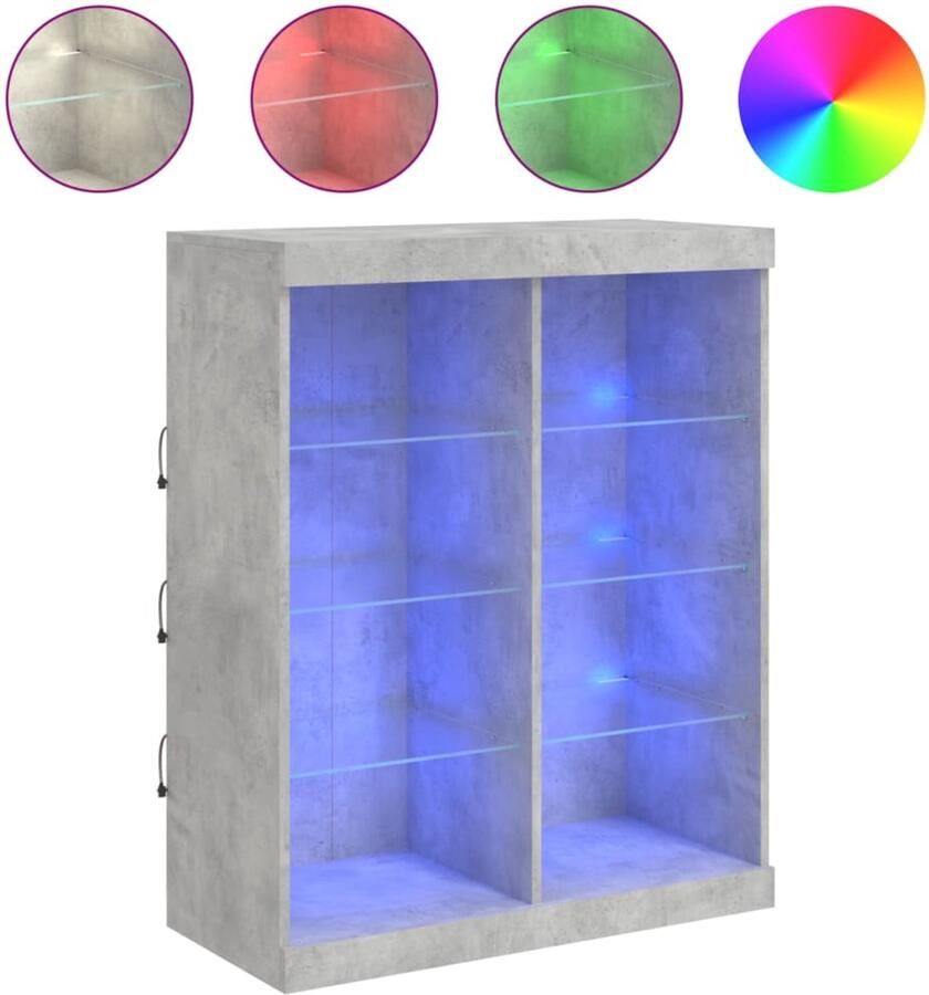 VidaXL Dressoir 81x37x100 cm Betongrijs LED-verlichting Modern Dressoir LED-verlichting Buffet Kast Opbergruimte Beton Grijs