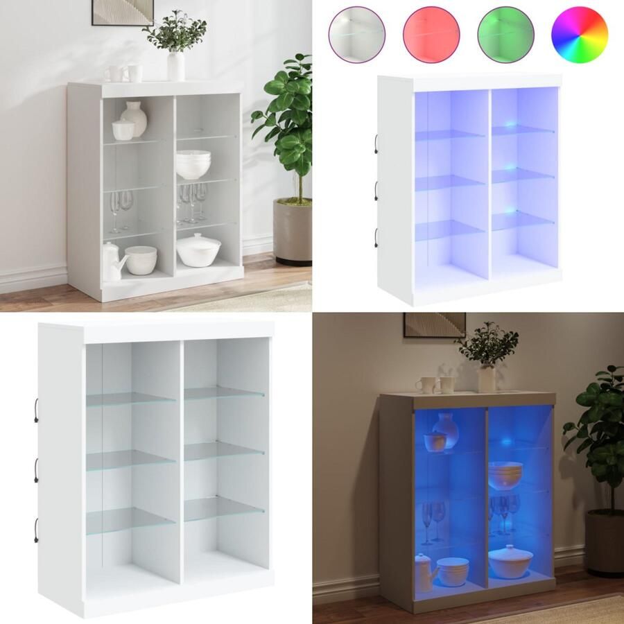 VidaXL Dressoir met LED-verlichting 81x37x100 cm wit Dressoir Dressoirs Buffet Dressoirkast