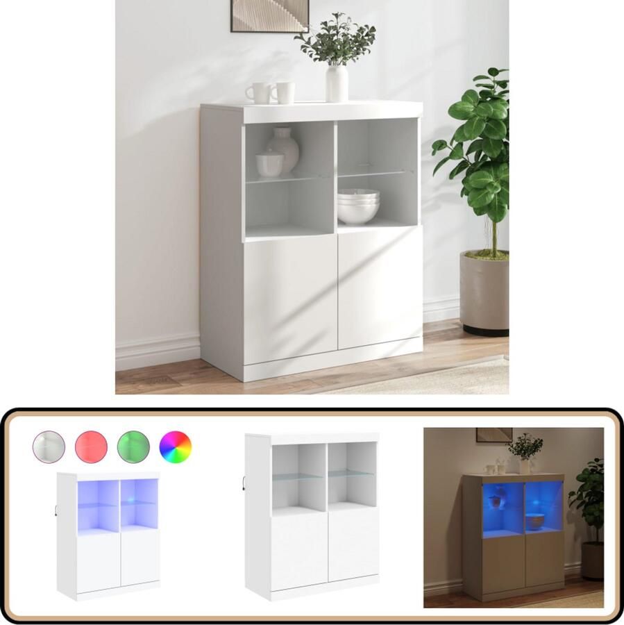 VidaXL Dressoir met LED-verlichting 81x37x100 cm wit