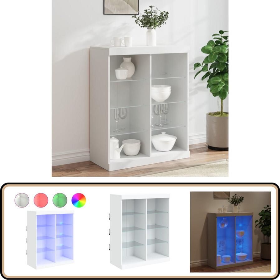 VidaXL Dressoir met LED-verlichting 81x37x100 cm wit