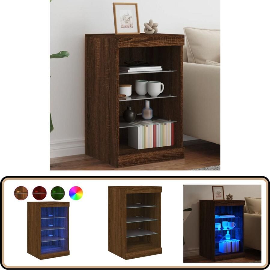 VidaXL Dressoir met LED-verlichting Bruineiken Dressoir Buffetkast Modern Dressoir Led Verlichting Houten Dressoir