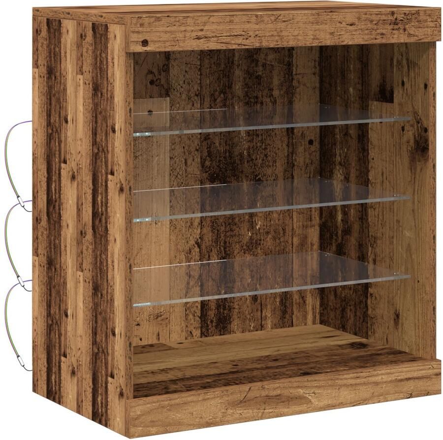 VidaXL Dressoir met LED-verlichting Oude Hout 60 5x37x67 cm - Foto 2