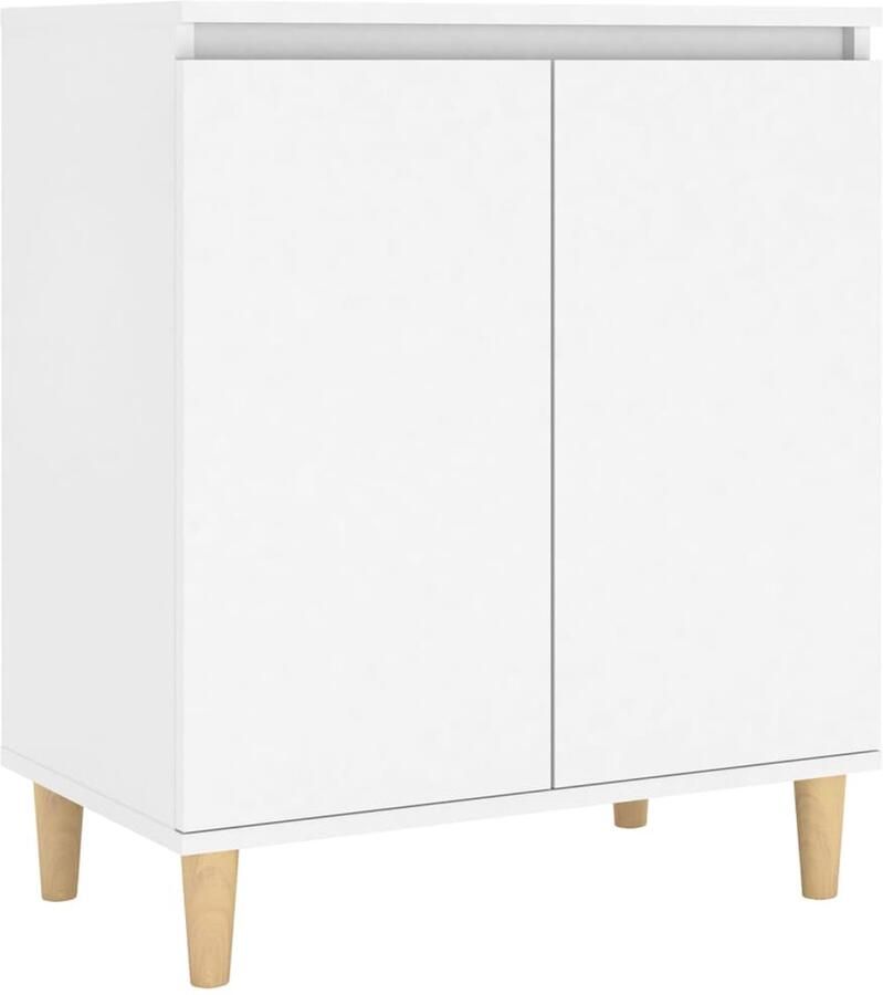 VidaXL Dressoir Wit Massief Houten Poten 60x35x70cm Dressoir Scandinavisch Design Wit Dressoir Opbergmeubel Salontafel - Foto 2