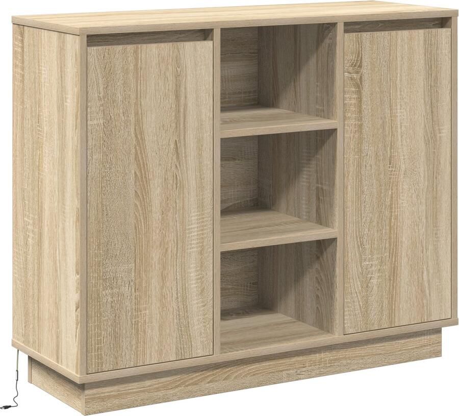 VidaXL Dressoir met plank Sonoma Eik 90 x 32 x 75 cm Bewerkt hout