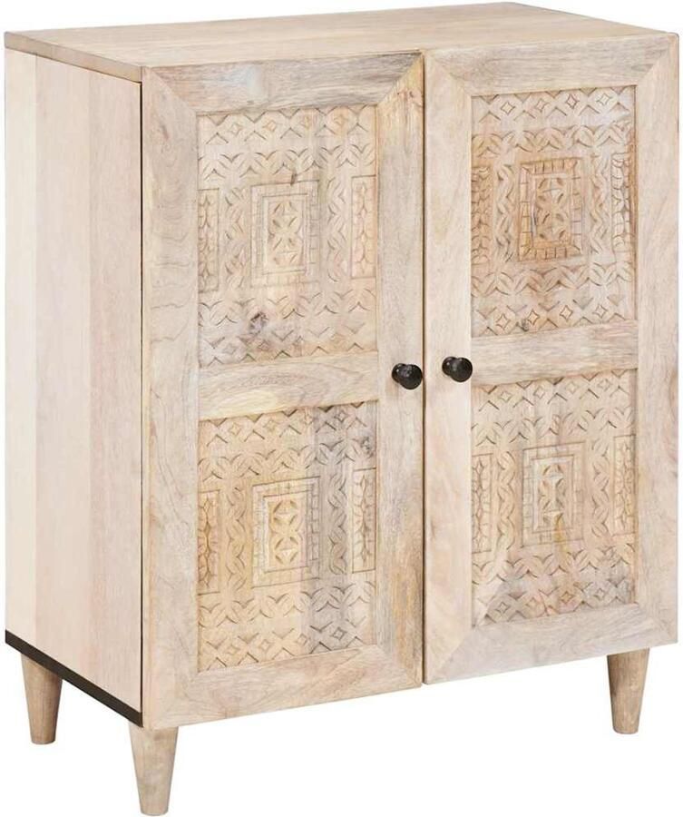 VidaXL Dressoir met plank Wit 60 x 33 x 75 cm massief mangohout