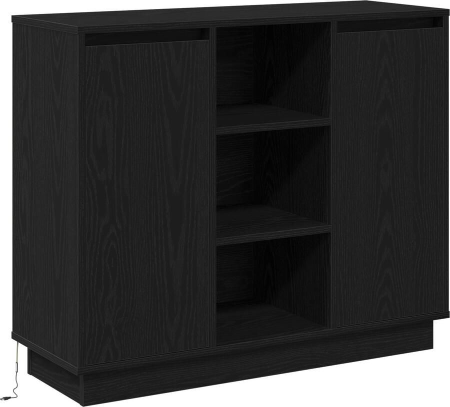 VidaXL Dressoir met plank Zwart Eiken 90 x 32 x 75 cm Bewerkt hout - Foto 2