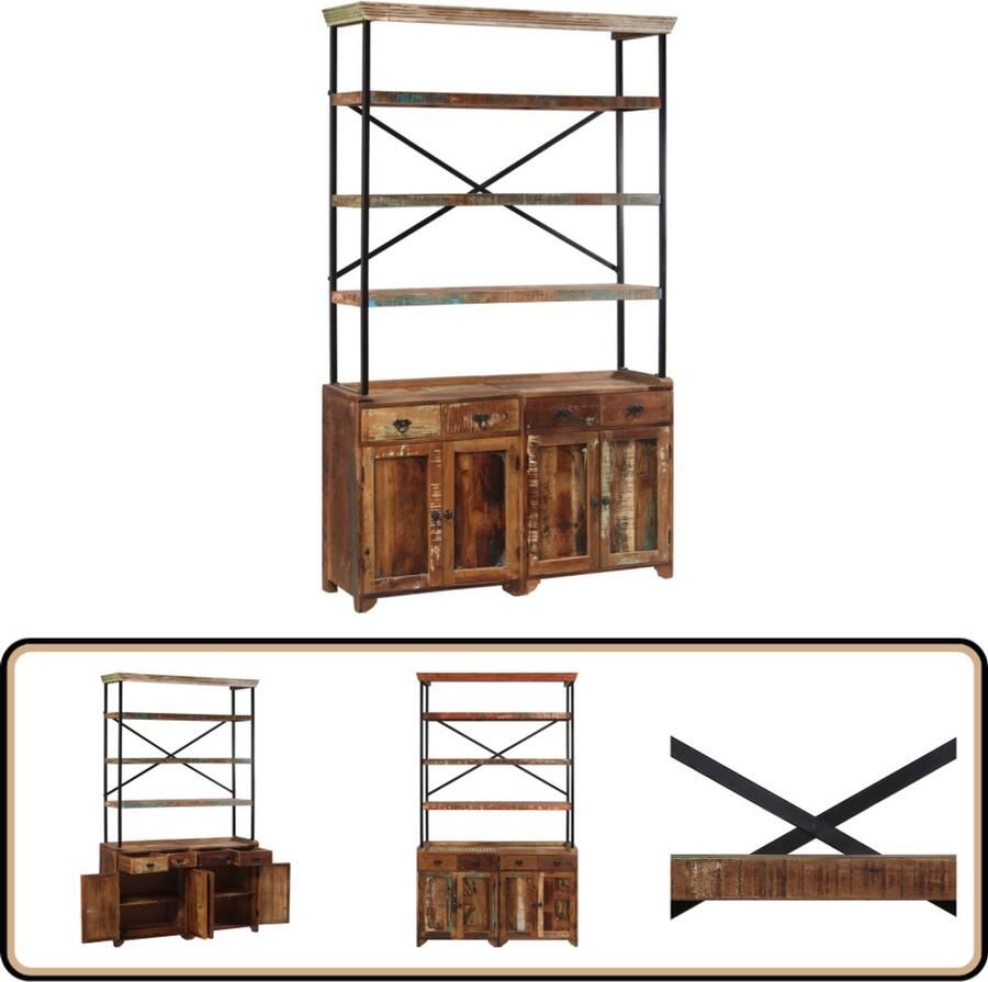 VidaXL Dressoir Massief Gerecycled Hout 120x35x200 cm Dressoir Vintage Dressoir Landelijk Dressoir Kast Houten Dressoir
