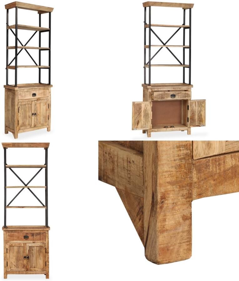 VidaXL Dressoir met schappen 65x30x180 cm massief mangohout Dressoir Dressoirs Kast Kasten