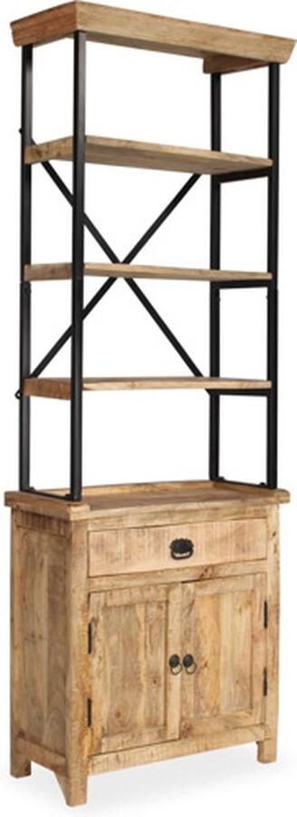 VidaXL Dressoir met schappen 65x30x180 cm massief mangohout