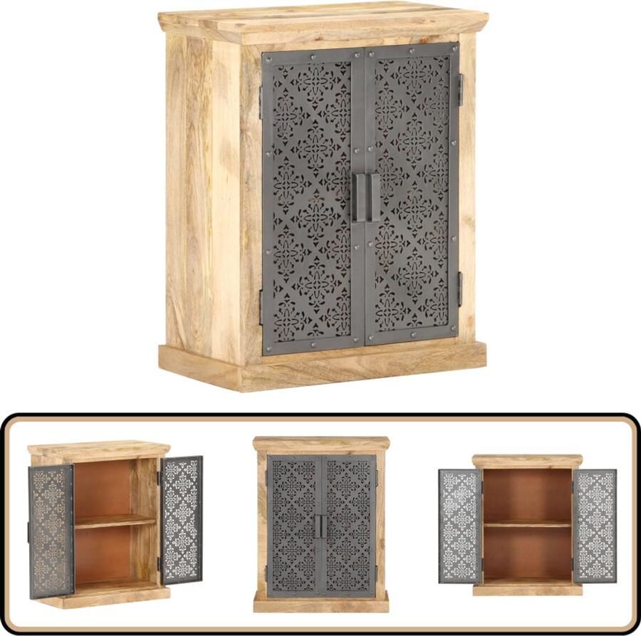 VidaXL Dressoir Mangohout 60x35x75 cm Zwart Dressoir Mango Hout Zwarte Meubels Vintage Dressoir Salontafel