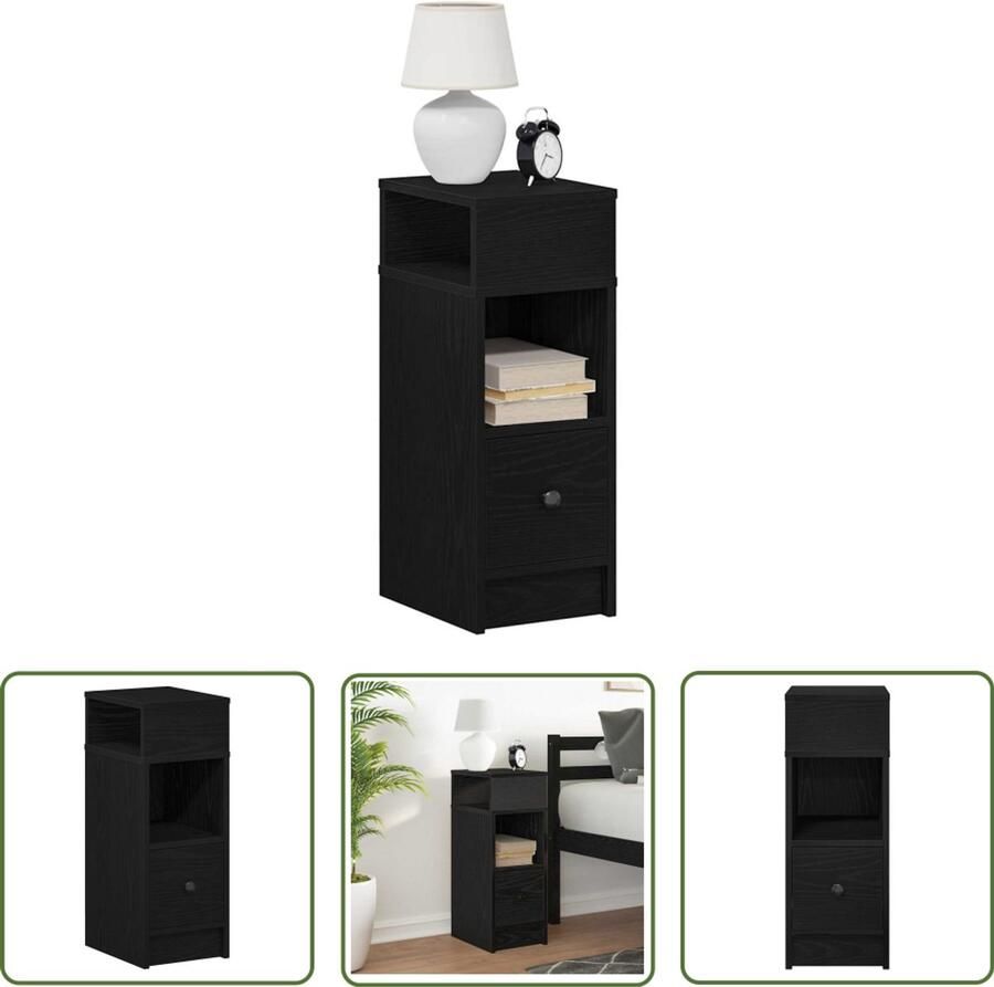 VidaXL Nachtkastje met lade 25x31x66 cm zwart Nachtkastje Dressoir Houten Kast Slaapkamervloerisolatie Opbergkast