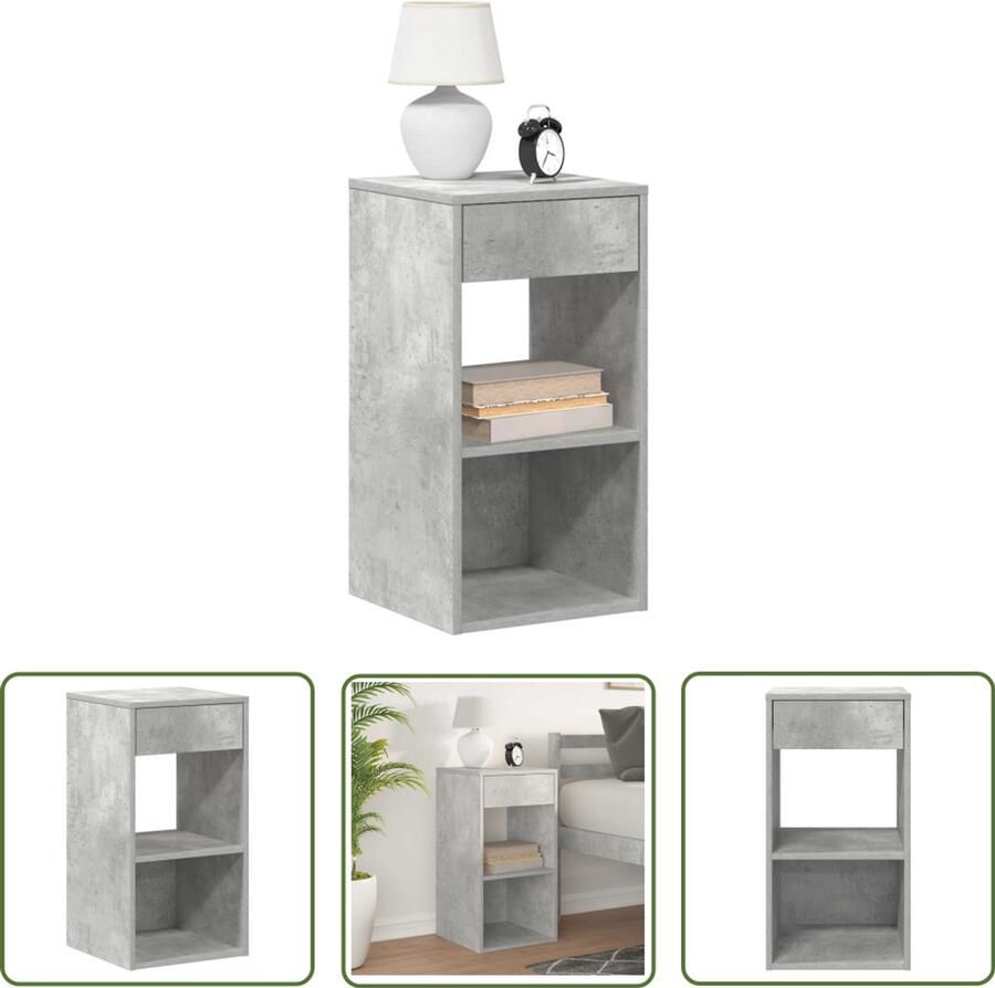 The Living Store Nachtkastje met lade 35x34x66 5 cm betongrijs Nachtkastje Dressoir Houten Meubel Slaapkamervloer Bergruimte