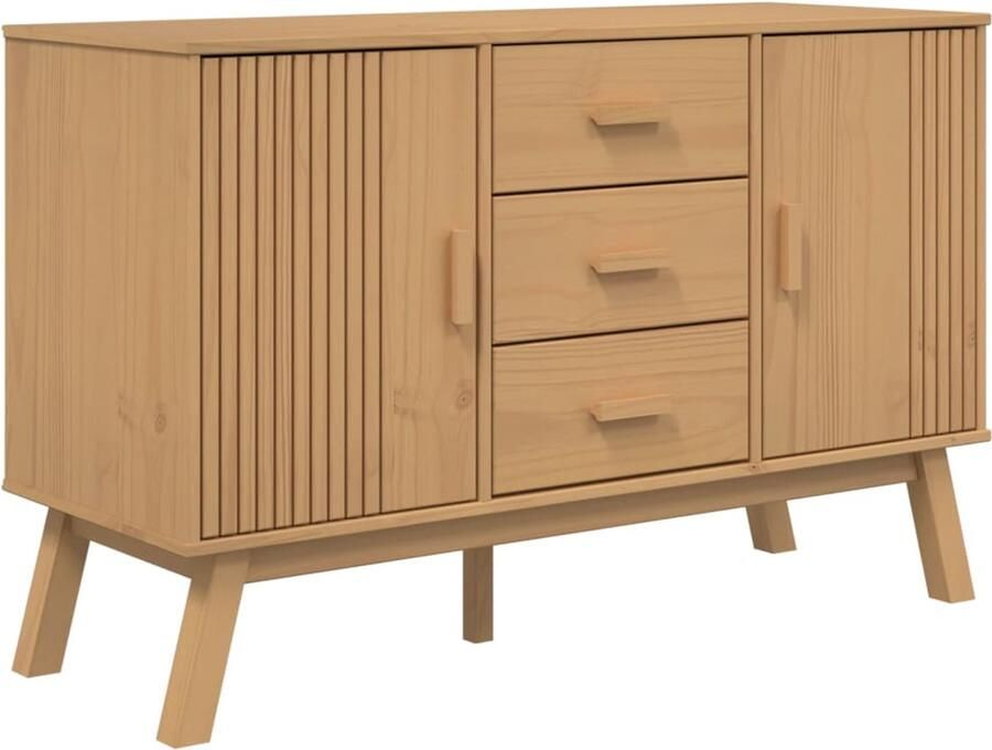VidaXL Dressoir OLDEN 114x43x73 5 cm massief grenenhout bruin Dressoir Vintage Dressoir Scandinavisch Dressoir Grenenhouten Dressoir Salontafel