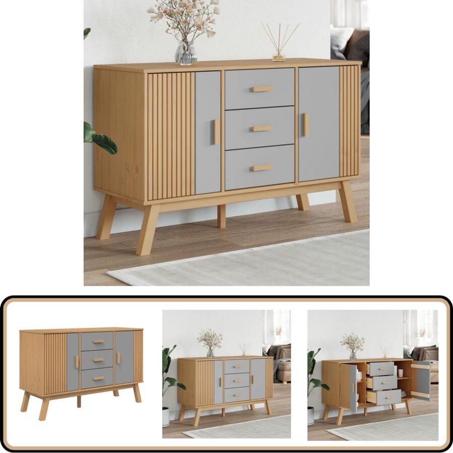 VidaXL Dressoir OLDEN 114x43x73 5 cm Grenenhout Dressoir Vintage Kast Scandinavische Meubels Grenoble Houtsoort Opbergmeubilair