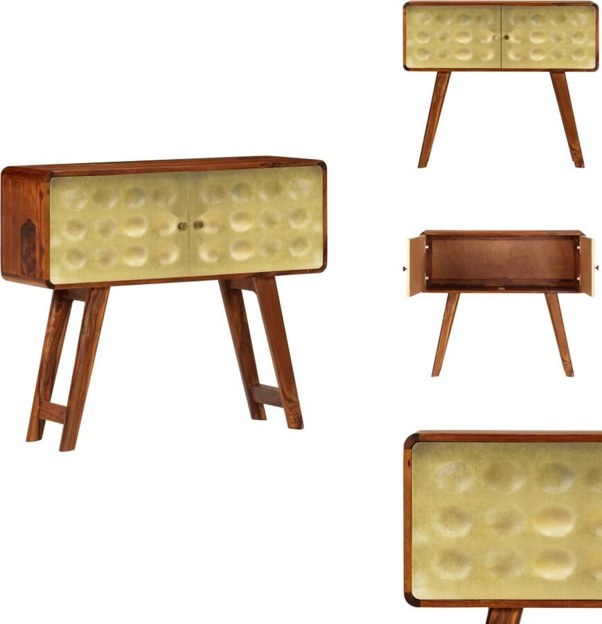 VidaXL Dressoir Opbergkast Opbergkasten Dressoir 90x30x77 cm massief sheeshamhout met gouden print