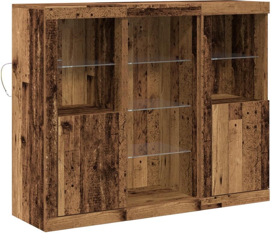 VidaXL Dressoir met LED Verlichting Oud Hout 123x37x100 cm Geengineerd Hout
