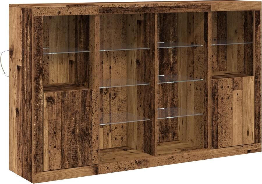 VidaXL Dressoir met LED-lampen Oud Hout 163x37x100 cm Engineered Wood Dressoir met LED-lampen Oud Hout 41x37x100 cm