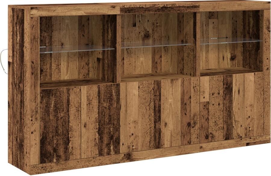 VidaXL Buffetkast met LED Lichten Oud Hout 181.5x37x100 cm Geengineerd Hout