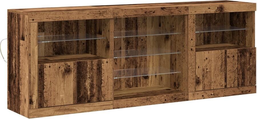 VidaXL Dressoir met LED-verlichting Oude Hout 181 5x37x67 cm Hout