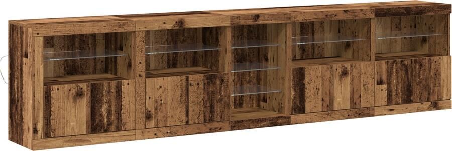 VidaXL Zijconsole met LED Verlichting Oude Hout 283x37x67 cm Gelaagd Hout