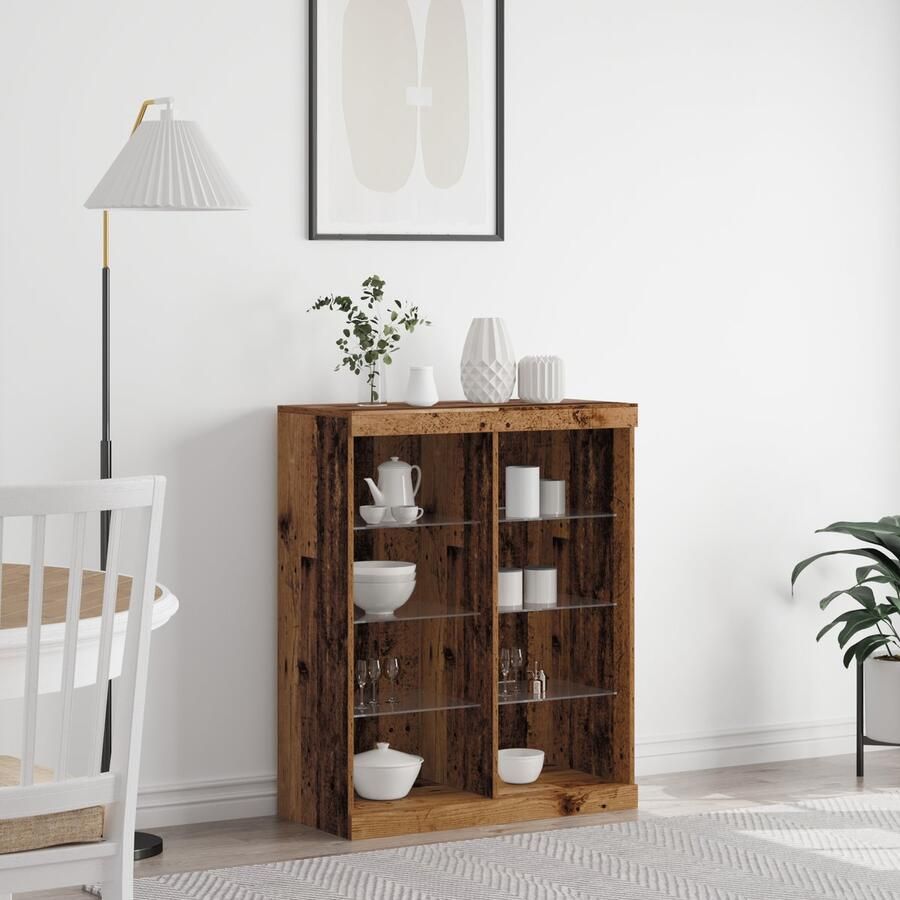 VidaXL Dressoir met LED-verlichting Oud Hout 41x37x100 cm