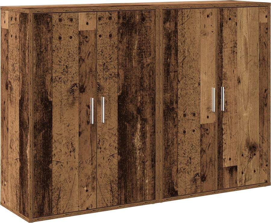 VidaXL Dressoir met plank met opslag met de deur Oud hout 60 x 31 x 84 cm Bewerkt hout - Foto 2