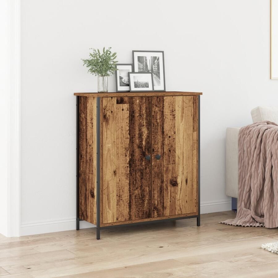 VidaXL Sideboard Oud Hout 70x30x80 cm Houtcomposiet en Staal
