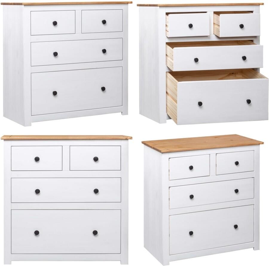 VidaXL Dressoir Panama Range 80x40x83 cm grenenhout wit Dressoir Dressoirs Houten Dressoir Bijzetkast