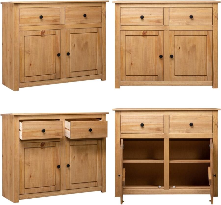 VidaXL Dressoir Panama Range 93x40x80 cm massief grenenhout Dressoir Dressoirs Houten Dressoir Bijzetkast