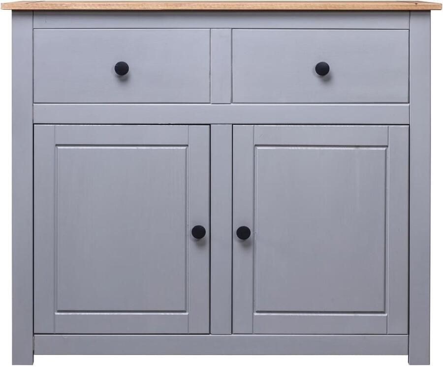 The Living Store Dressoir Panama Range 93x40x80 cm massief grenenhout grijs Dressoir Houten Dressoir Grijze Dressoir Vintage Dressoir Landelijke Dressoir - Foto 2