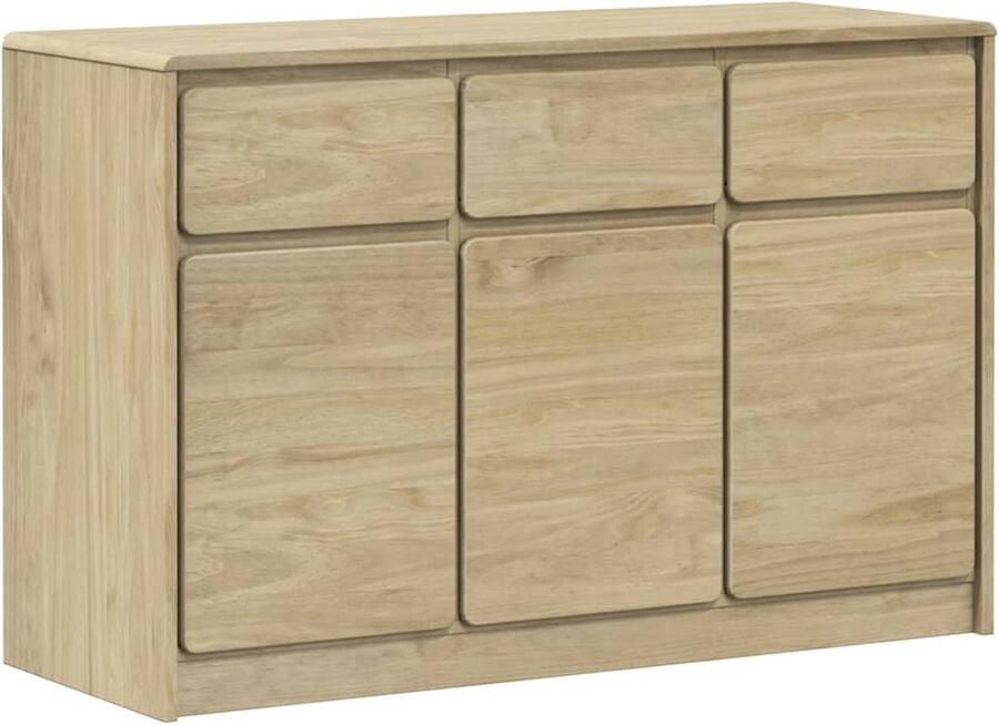 The Living Store Dressoir SAUDA 114x43x75 5 cm massief grenenhout eikenkleurig Dressoir Tv Kast Salontafel Houten Dressoir Grenshouten Furniture