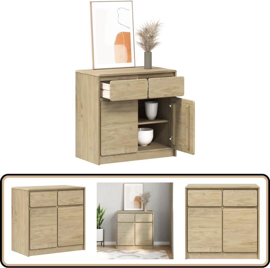 VidaXL Dressoir SAUDA 80x43x75 5 cm Eikenkleur Opbergkast Tv Kast Salontafel Houten Kast Eiken Kleur