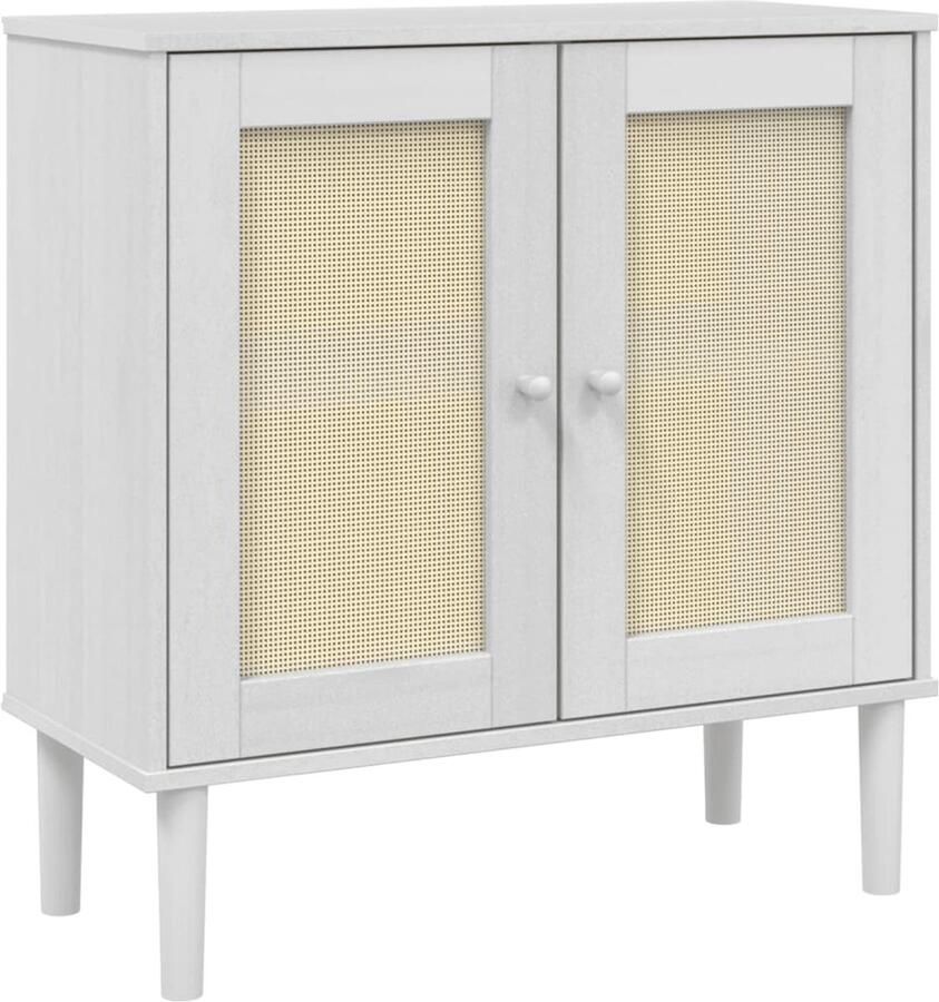 VidaXL Dressoir SENJA Rattan Look Wit 80x35x80 cm Dressoir Opbergkast Salontafel Vintage Stijl Landelijke Stijl