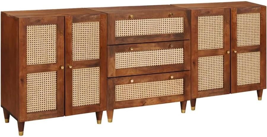 VidaXL Dressoir Set 3 pcs Bruin 180 x 33 x 75 cm Massief mangohout