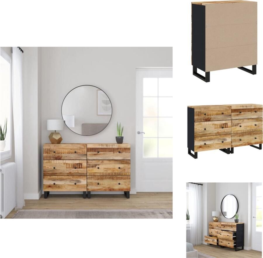 VidaXL Dressoir Set Mangohout 60 x 33 x 75 cm Met voldoende opbergruimte Keukenkast - Foto 2