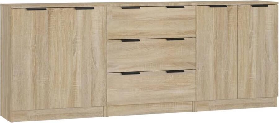 VidaXL Dressoir Set Sonoma Eiken 3 Stuks Dressoir Salontafel Houten Dressoir Landelijk Dressoir Vintage Dressoir