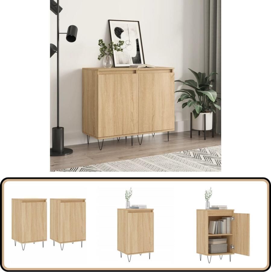 VidaXL Dressoir Set Sonoma Eiken Compact & Stijlvol Dressoir Salontafel Houten Meubel Vintage Meubilair Landelijk Interieur