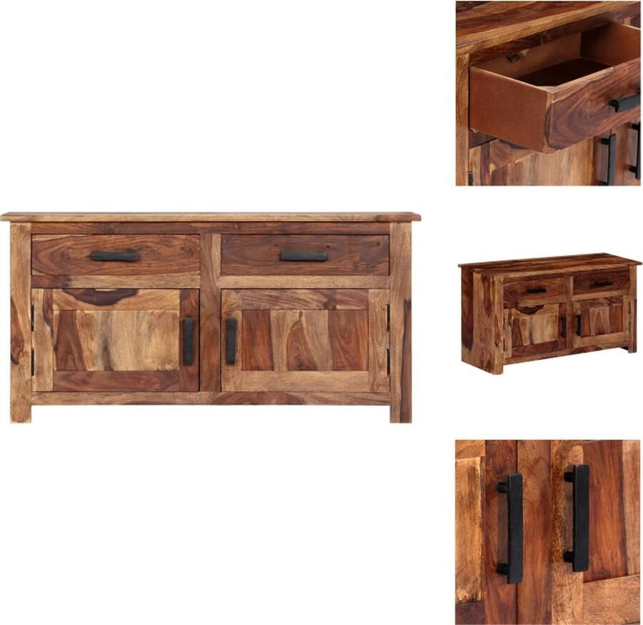 VidaXL Dressoir Sheeshamhout 100 x 30 x 50 cm Met 2 deuren en 2 lades Keukenkast