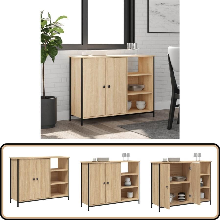 VidaXL Dressoir Sonoma Eiken 100x33x75 cm Dressoir Salontafel Houten Dressoir Opbergkast Living Room Furniture