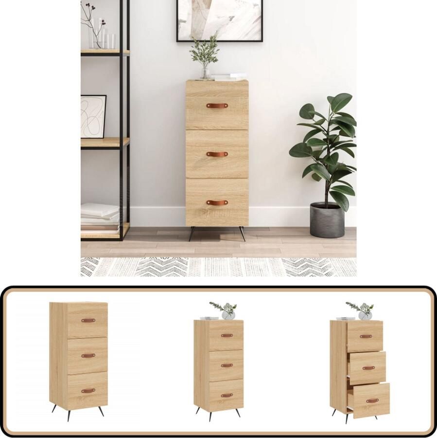 VidaXL Dressoir Sonoma Eiken 34 5x34x90 cm Dressoir Salontafel Houten Dressoir Modern Dressoir Landelijk Dressoir