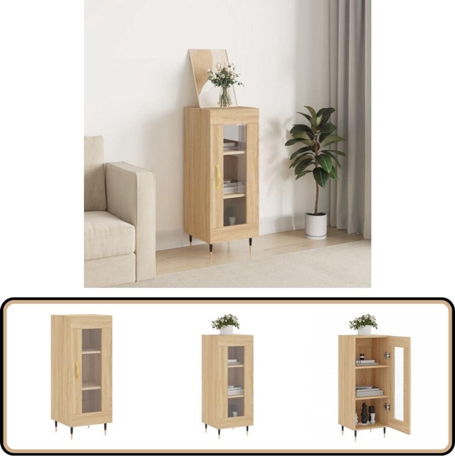 VidaXL Dressoir Sonoma Eiken 34 5x34x90 cm Dressoir Salontafel Houten Dressoir Vintage Dressoir Landelijk Dressoir - Foto 2