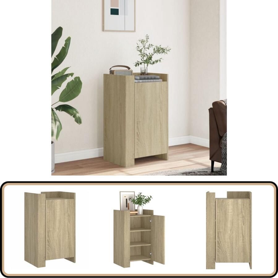 VidaXL Dressoir 45x35x75 cm bewerkt hout sonoma eikenkleurig Dressoir Salontafel Houten Dressoir Vintage Dressoir Landelijk Dressoir - Foto 2